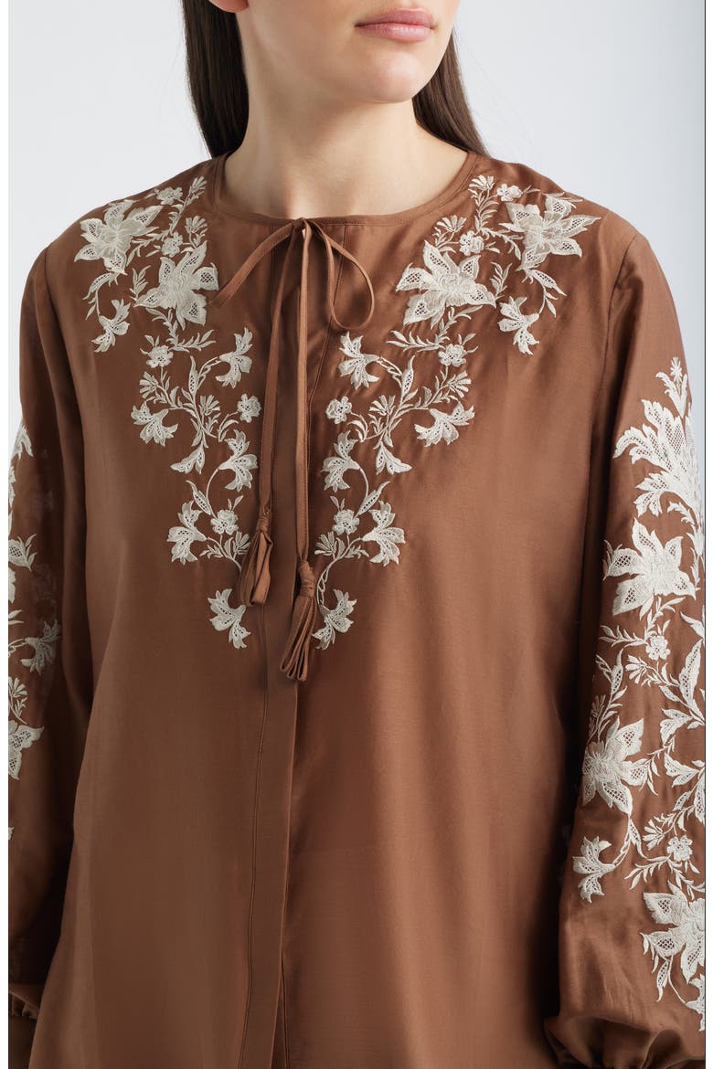Franki Embroidered Cotton & Silk Top, Alternate, color, CACAO