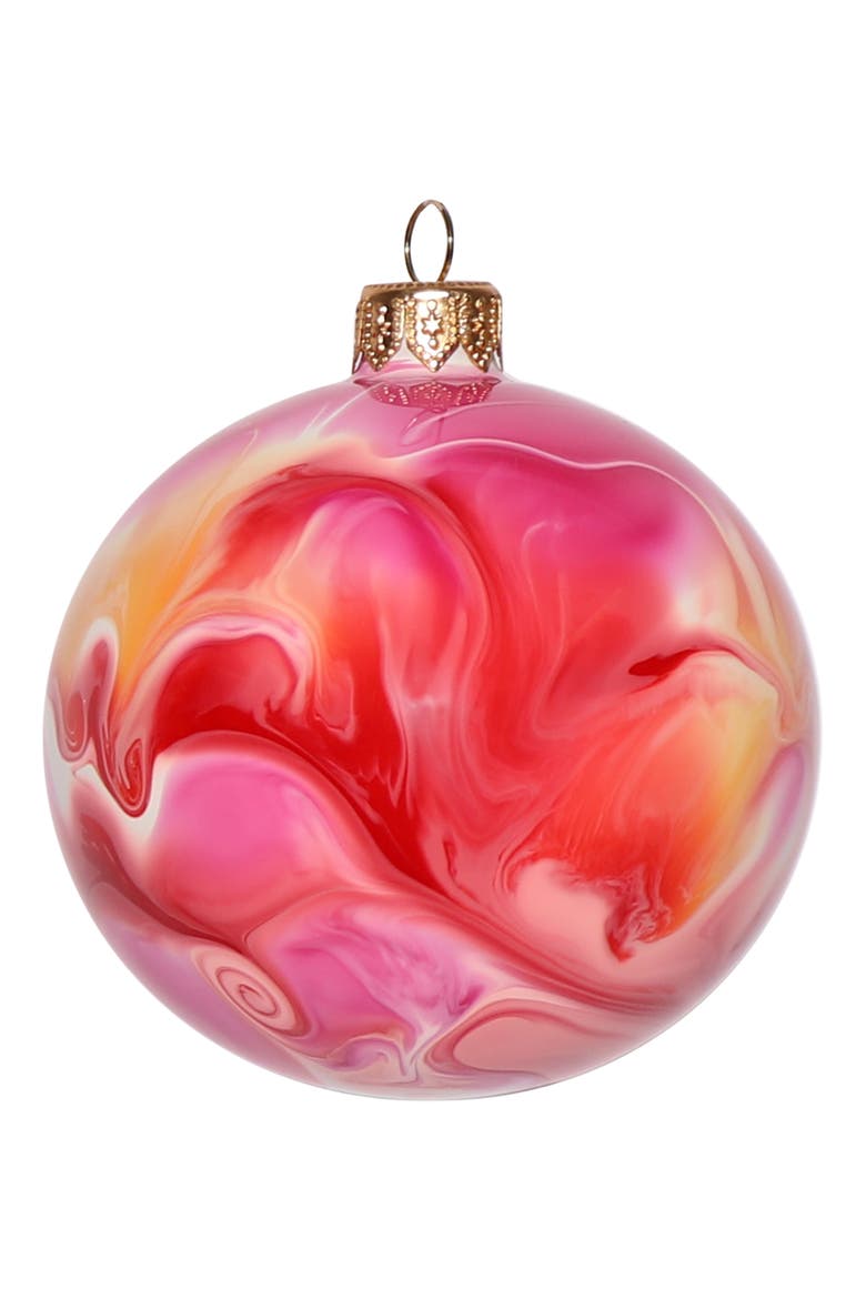 Marble Effect Glass Ornament, Main, color, RED MULTI
