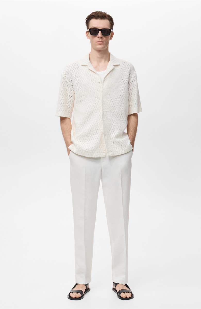 MANGO Open Stitch Knit Shirt, Alternate, color, Off White