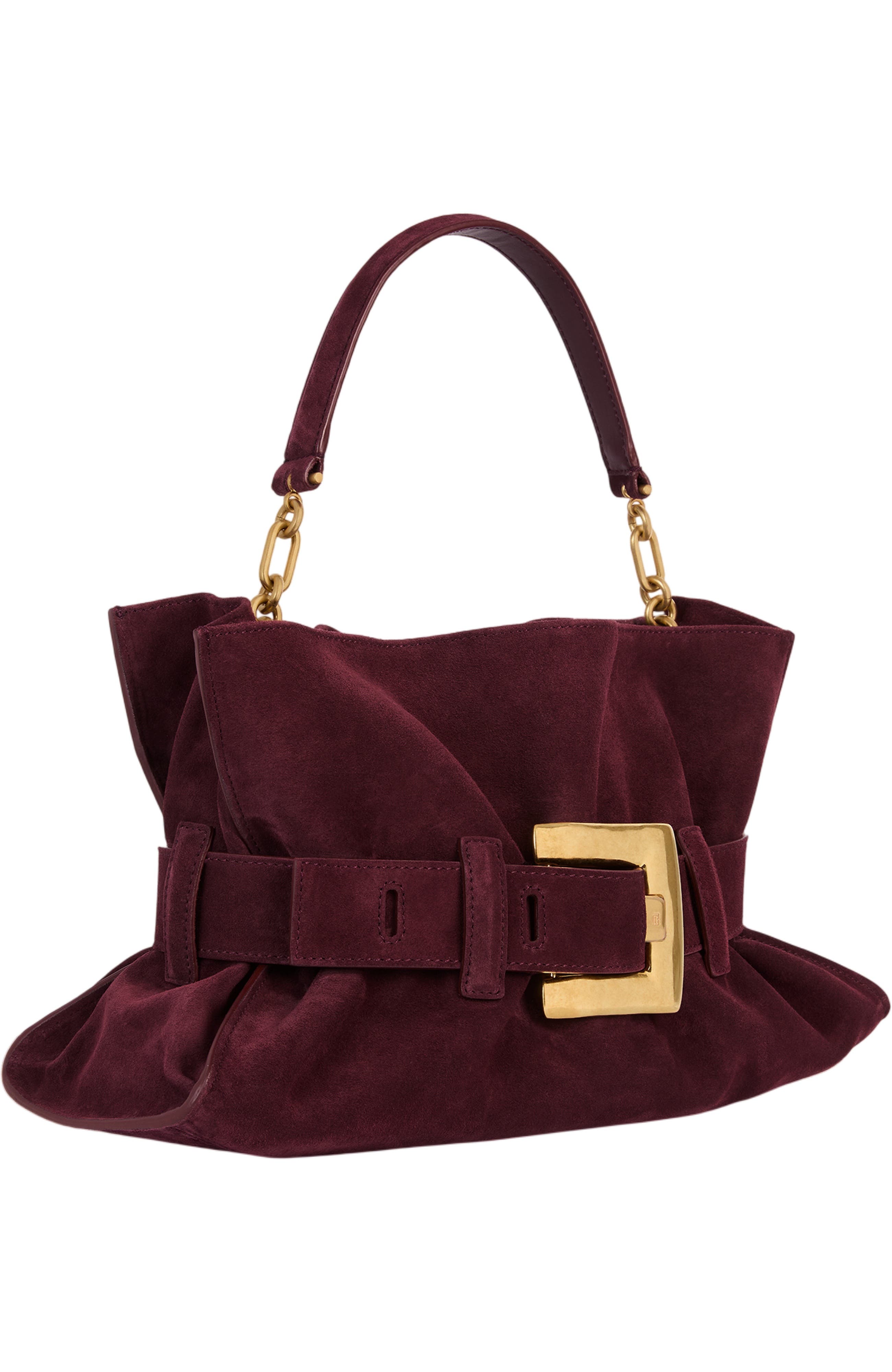 Balmain Medium Anthem suede leather bag, Alternate, color, Red