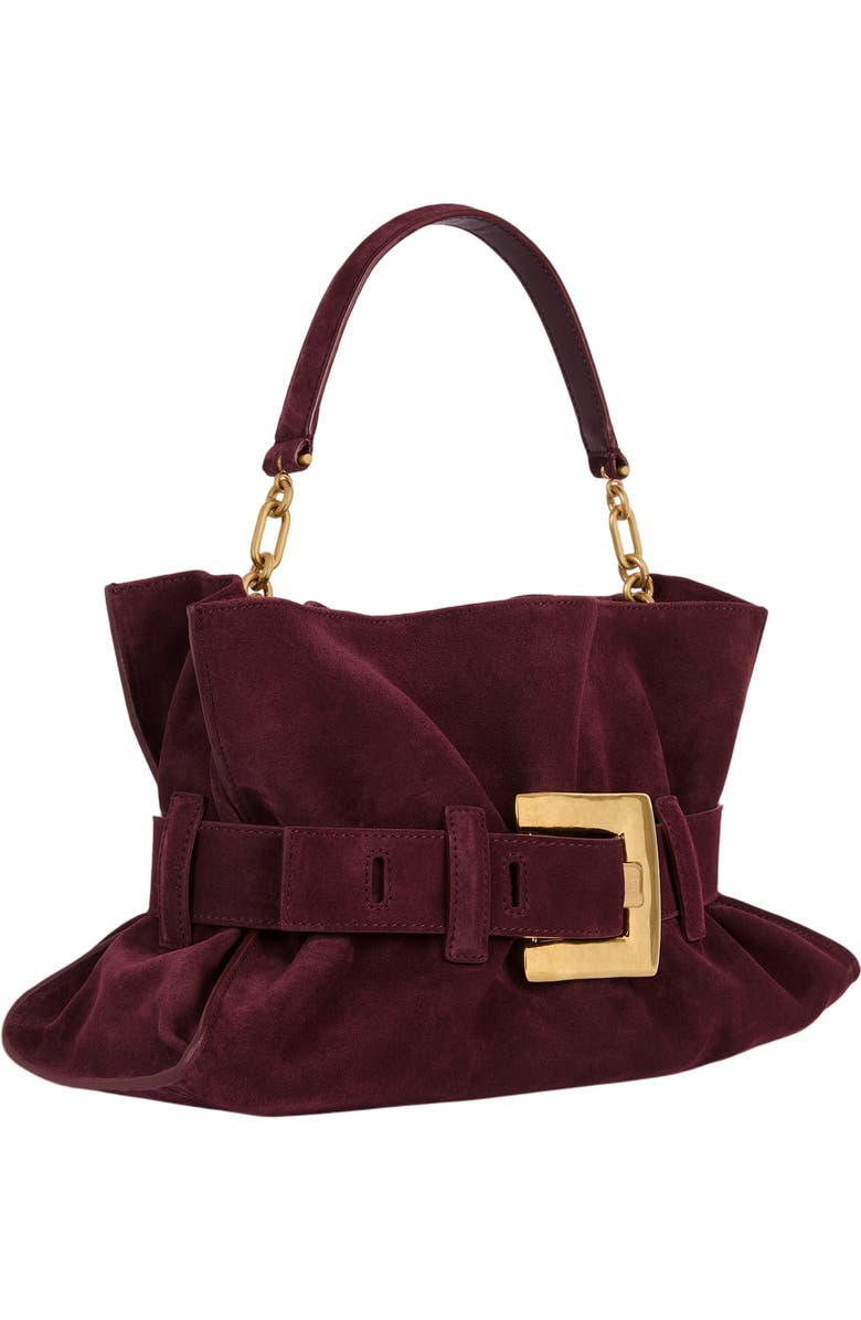 Balmain Medium Anthem suede leather bag, Alternate, color, Red