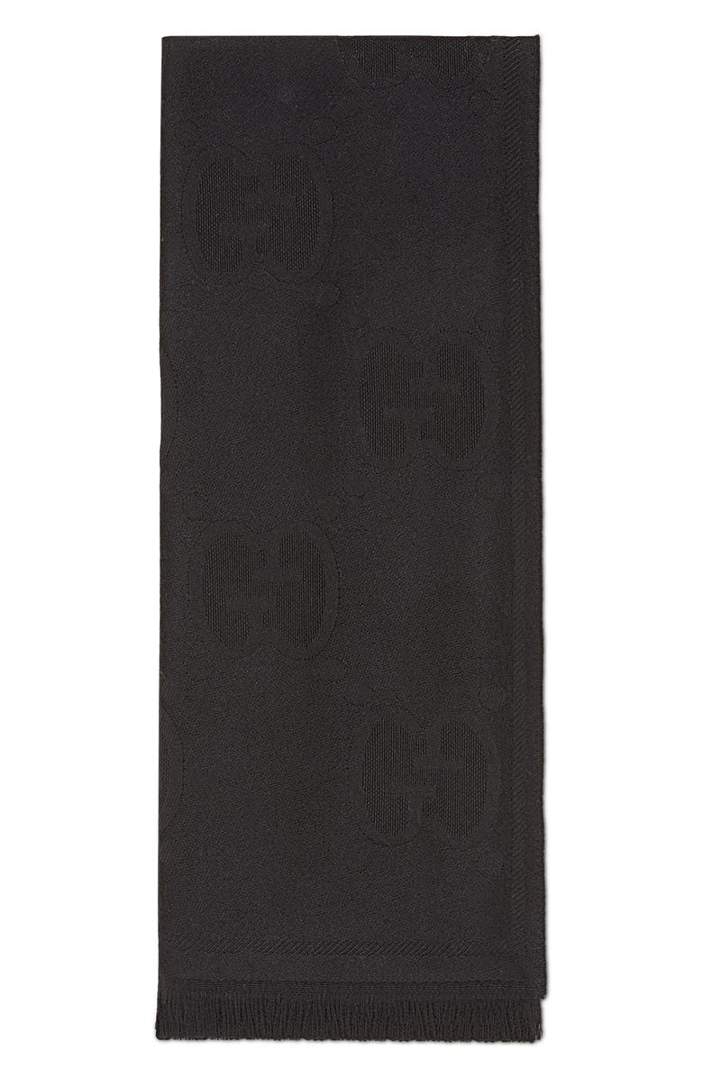 Gucci GG Logo Wool Scarf, Alternate, color,