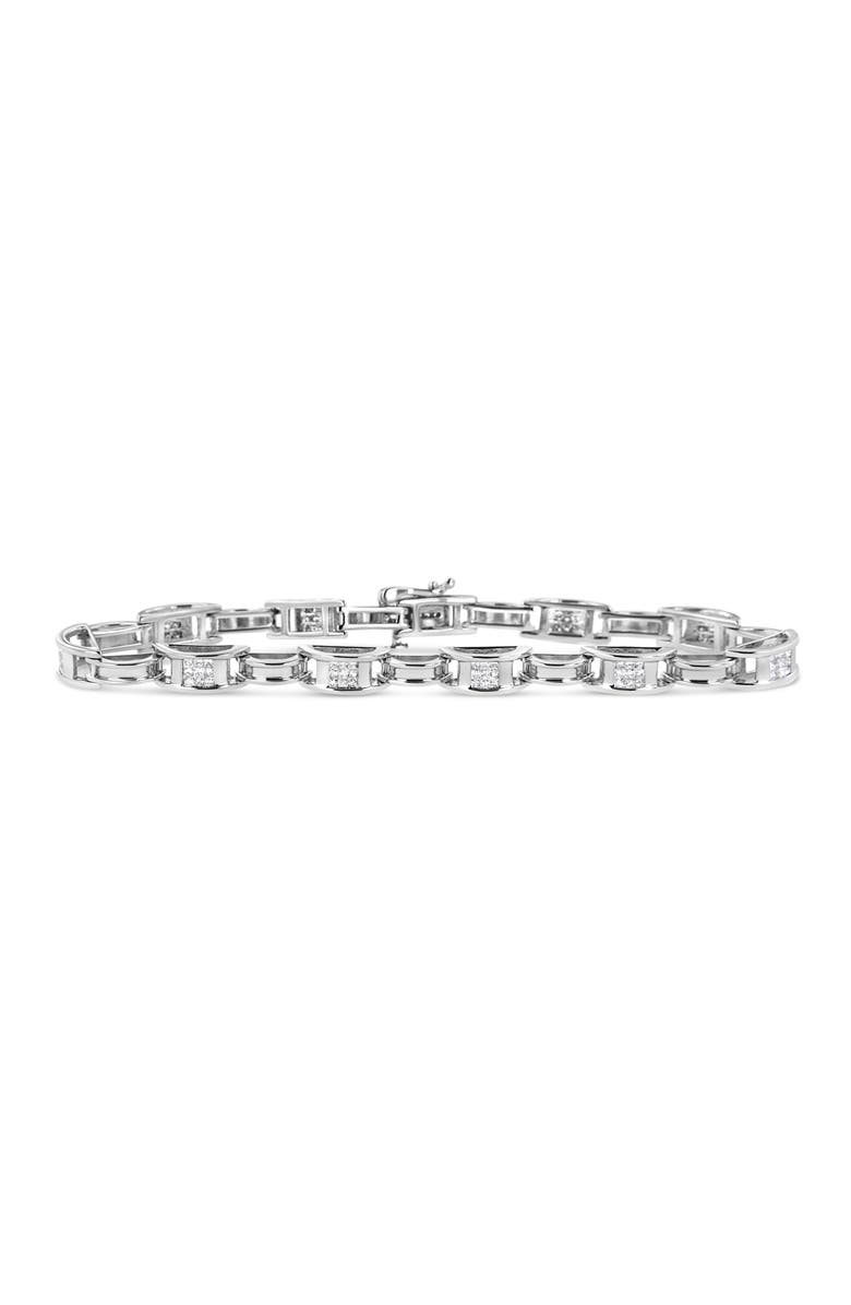 Haus of Brilliance 14K White Gold 1.0 Cttw Invisible Set Princess Diamond Link Tennis Bracelet, Main, color, White
