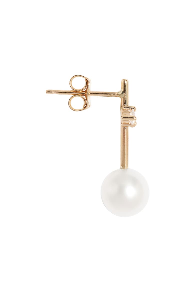 Diamond & Cultured Pearl Drop Earrings, Alternate, color, 14KYG