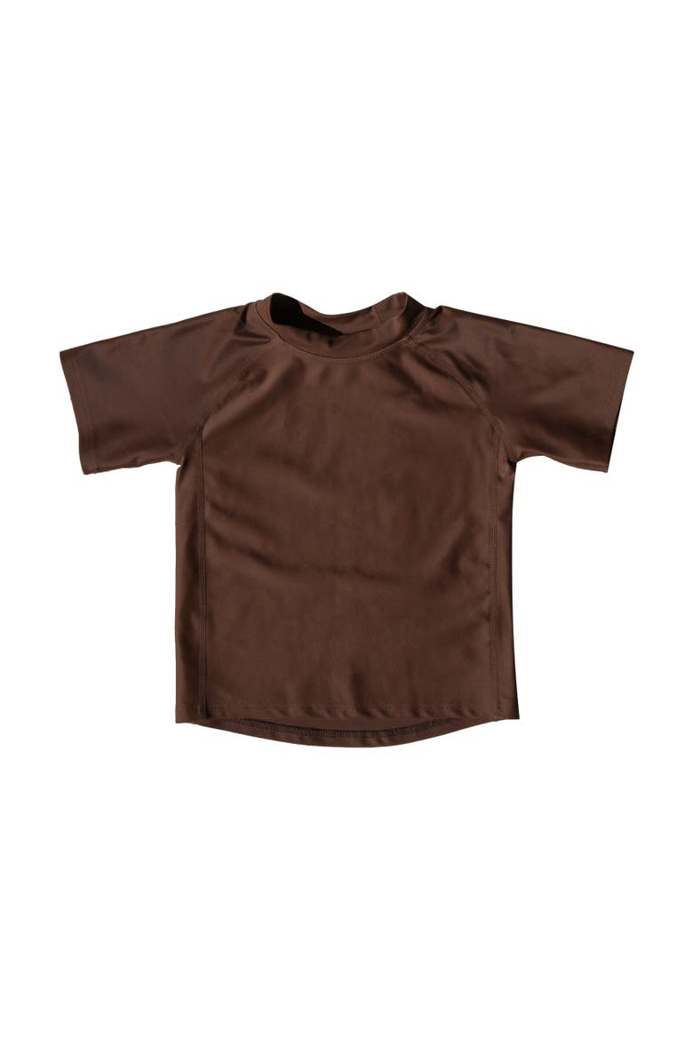 Kids Short Sleeve Rash Guard, UPF 50+ Swim Shirt, Alternate, color, BROWN