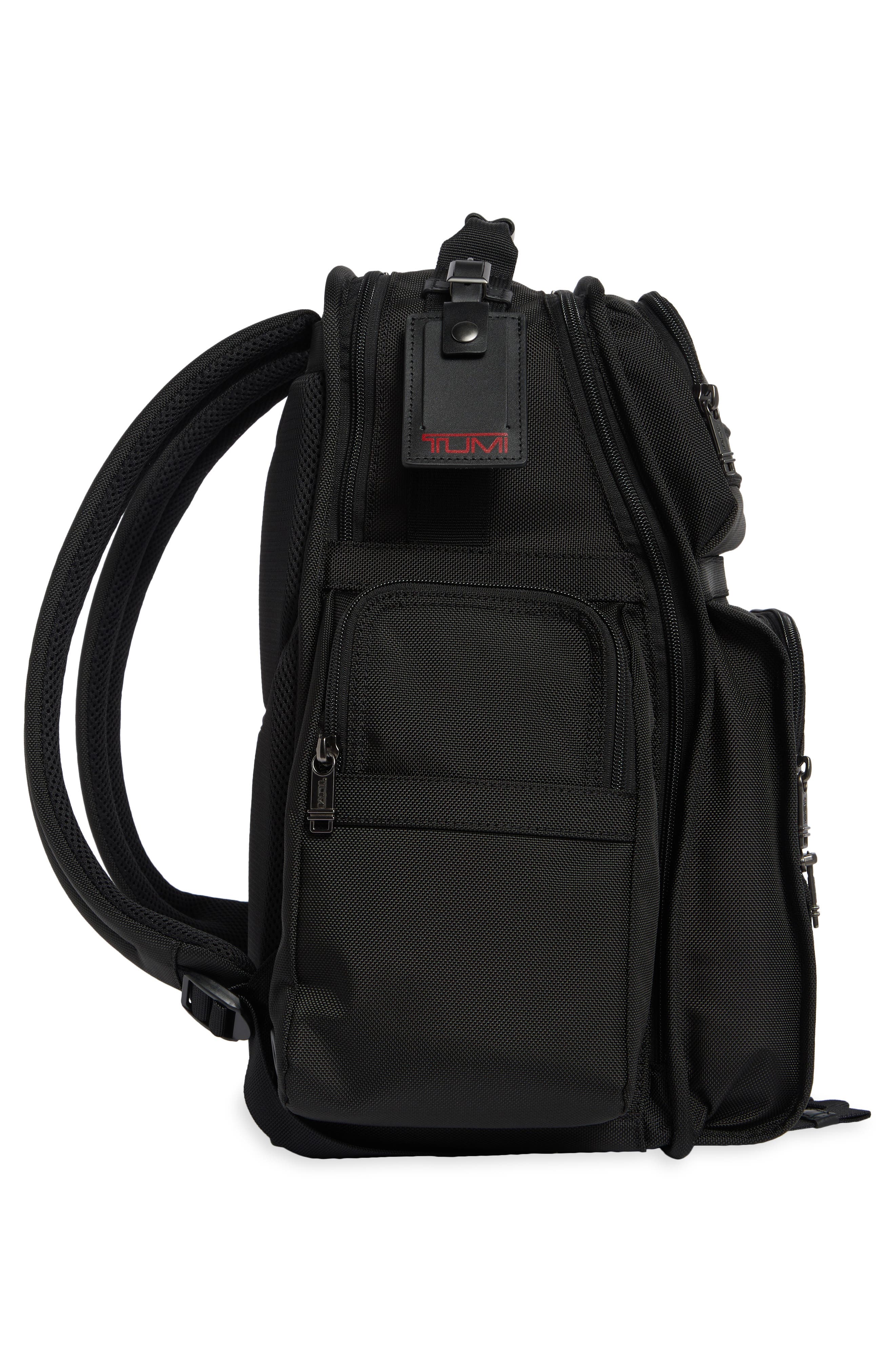 Brief Pack Nylon & Leather Backpack, Alternate, color, BLACK