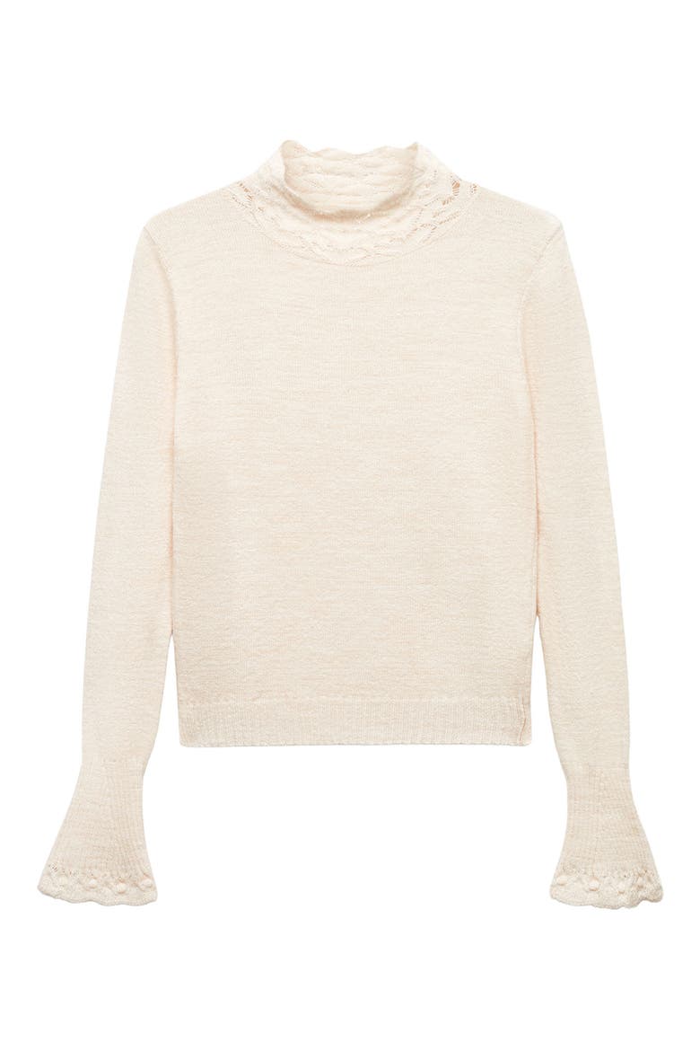 Mock Neck Flare Cuff Sweater, Alternate, color, ECRU