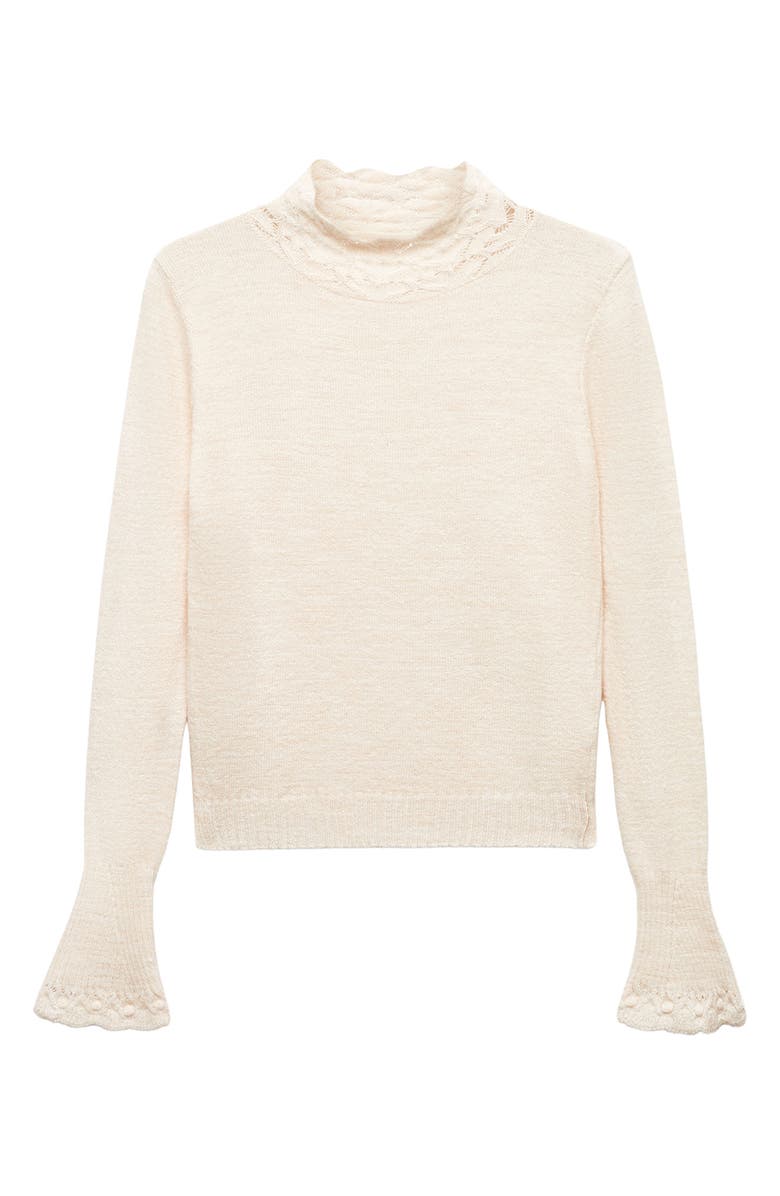 MANGO Mock Neck Flare Cuff Sweater, Alternate, color, 