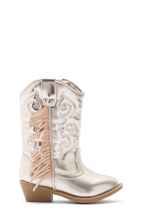 Harper Canyon Kids' Fringe Metallic Western Boot In Gold