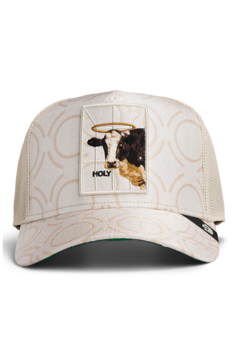 Holy Cow Jacquard Snapback Trucker Hat, Main, color, CHALK