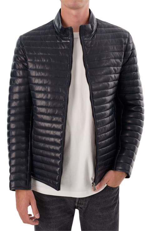 Leather Channel Quilt Jacket