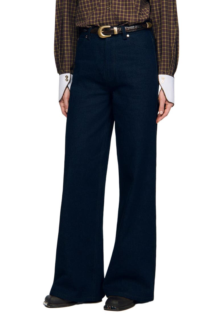 Wide-leg raw jeans, Main, color, Blue jean