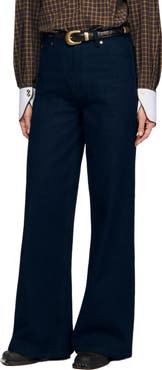 SANDRO Wide-leg raw jeans