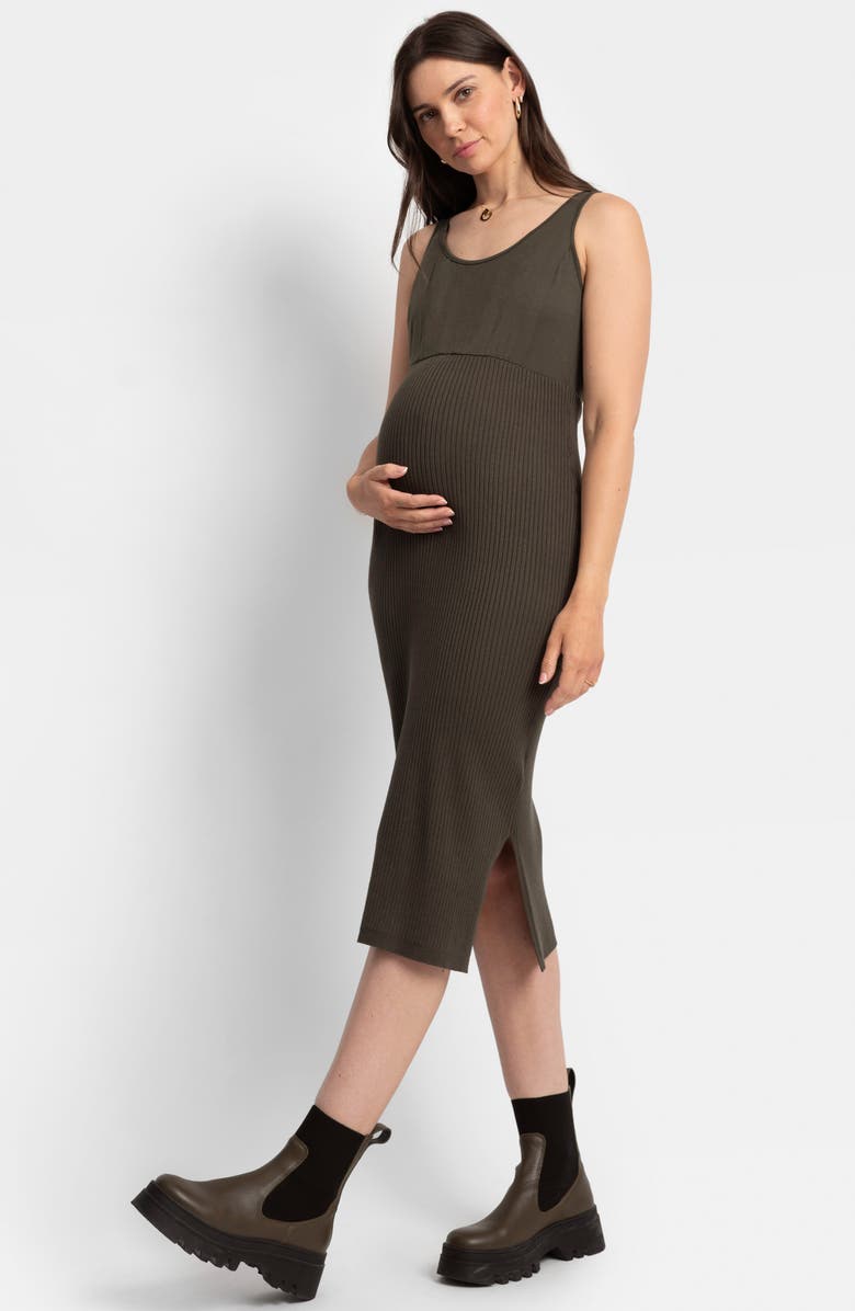 Seraphine Two-Piece Rib Maternity/Nursing Sweater & Midi Dress Set, Alternate, color, 