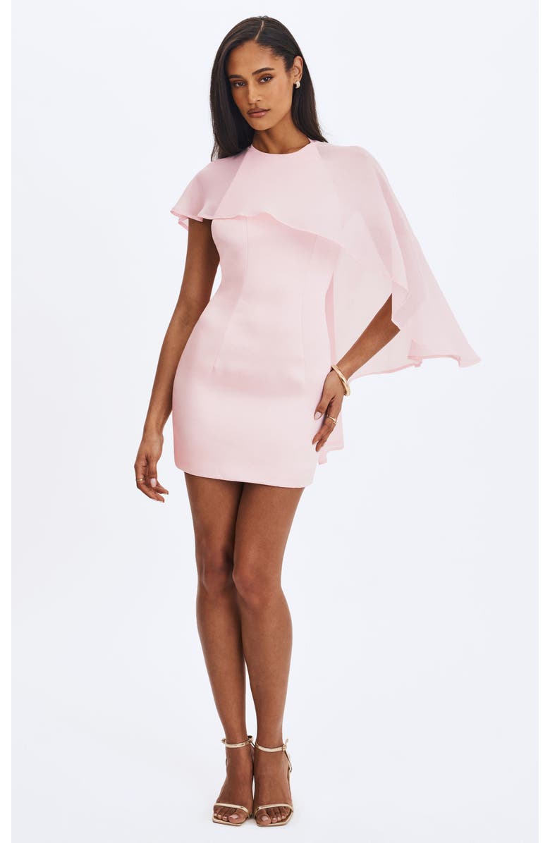 Miss Circle Umeko Asymmetrical Cape Mini Dress, Main, color, Pink