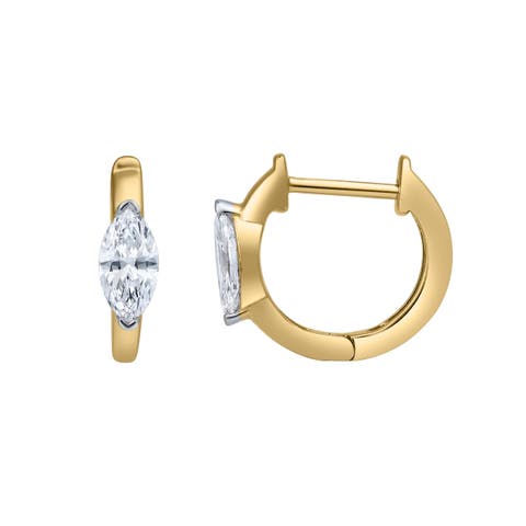 Marquise Muse 14K Gold Lab Grown Diamond Huggies - 1.00 ct