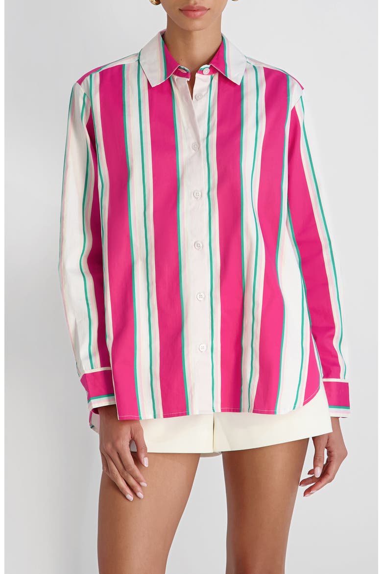 Havana Stripe Button-Up Shirt, Main, color, HAVANA STRIPE