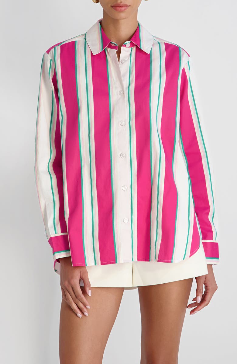 French Connection Havana Stripe Button-Up Shirt, Main, color, Havana Stripe
