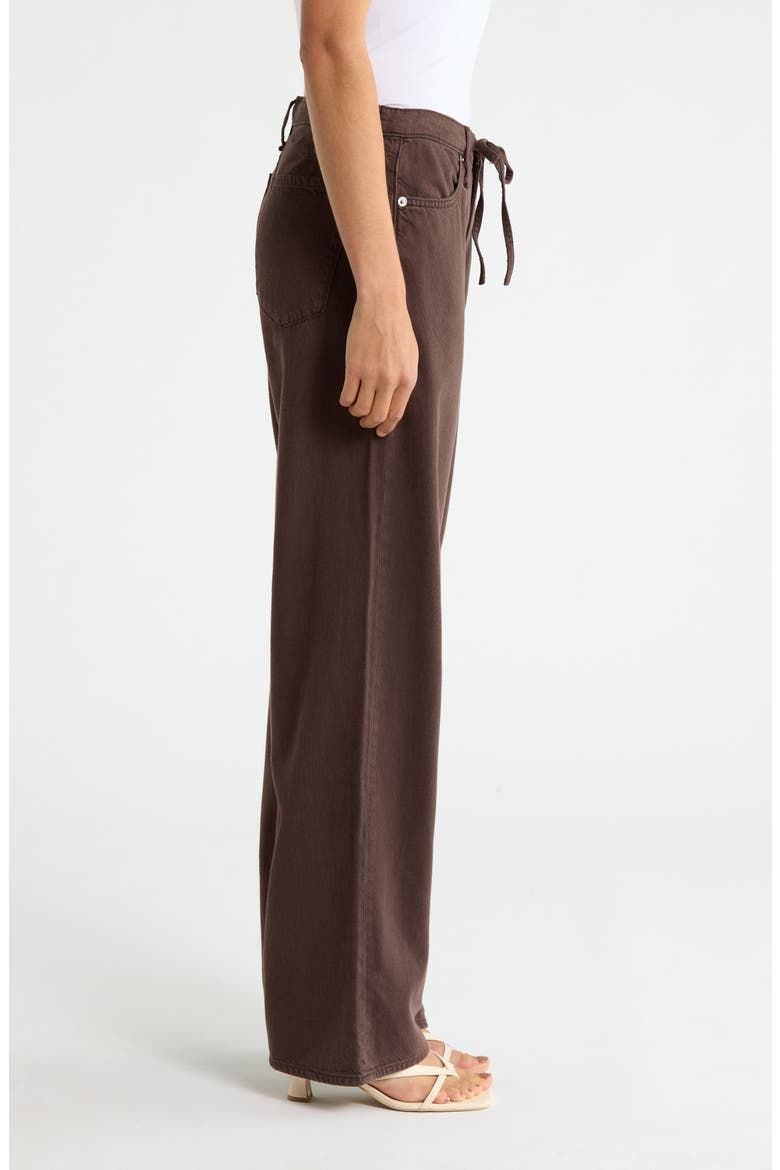 Featherweight Phoebe Drawstring Wide Leg Jeans, Alternate, color, DARK BROWN STONE