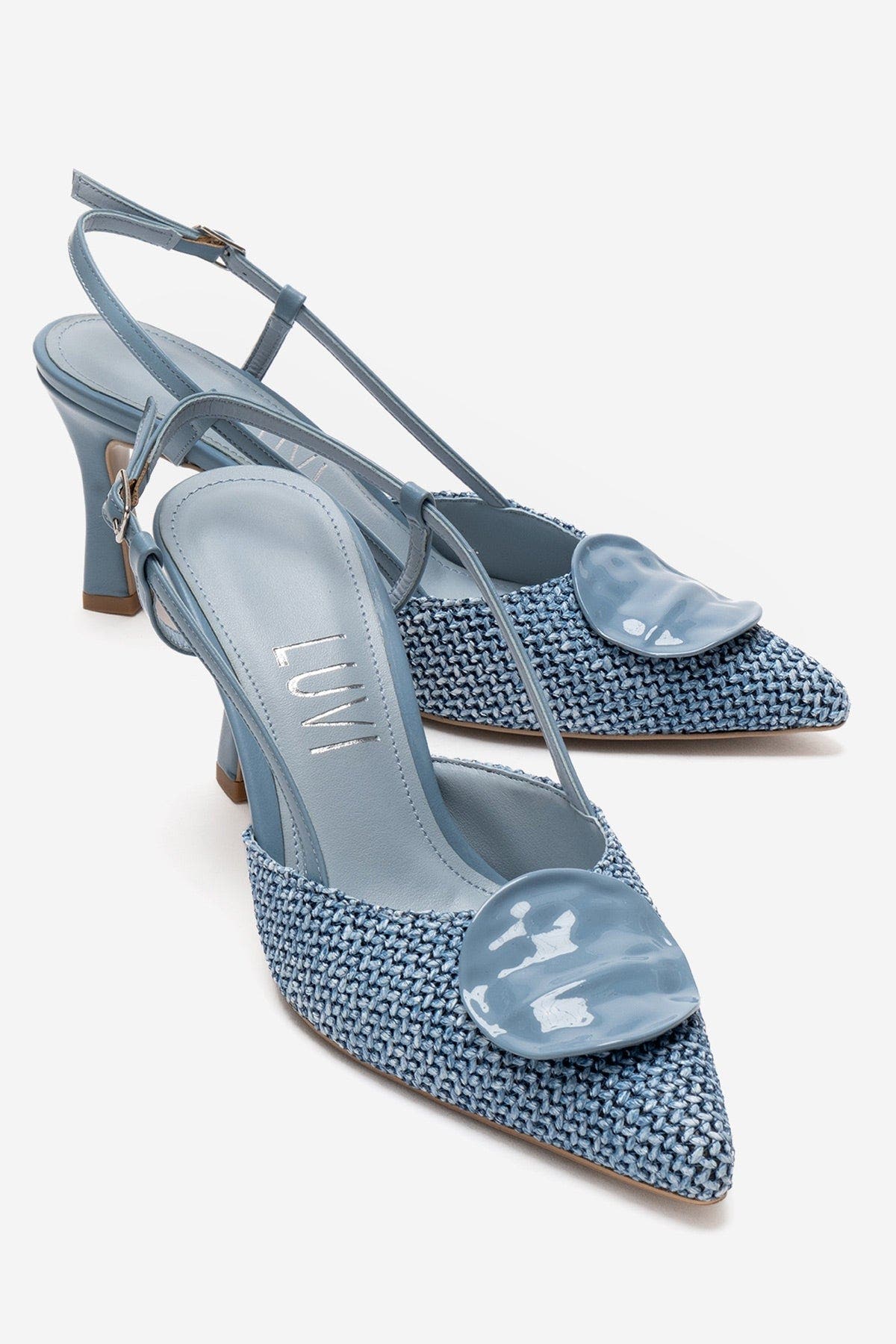 Levia Woven Pointed Toe Slingback Pump, Alternate, color, Blue