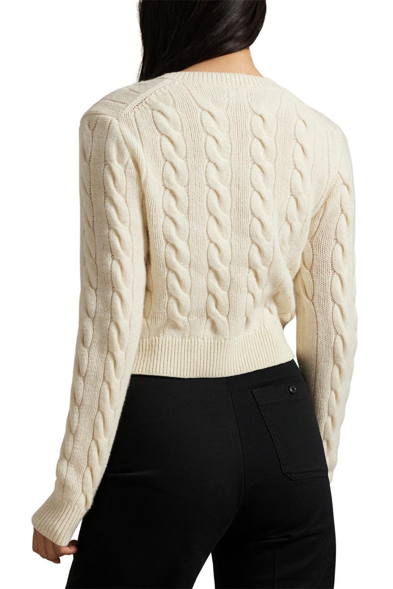 Cable Knit Wool & Cashmere Cardigan, Alternate, color, WHITE