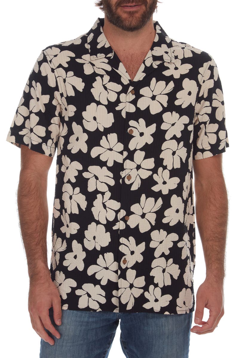 PX Floral Print Seersucker Camp Shirt, Main, color,