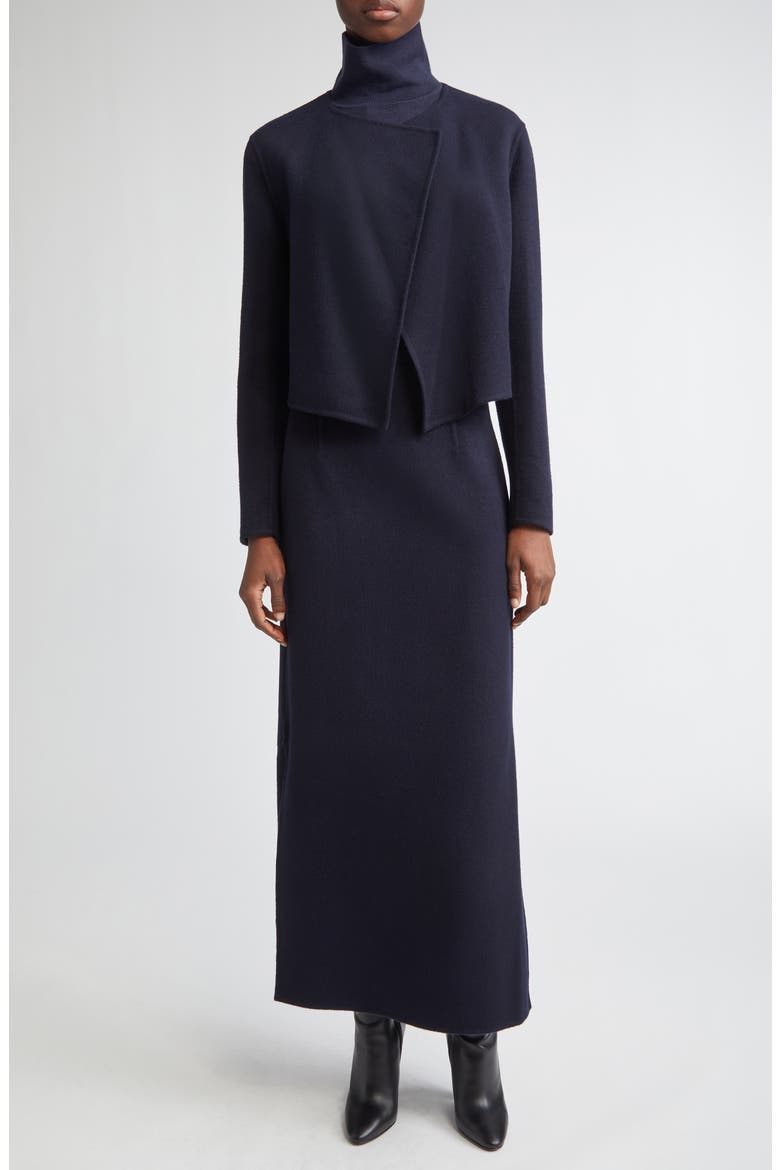 Foldover Front Double Face Wool & Cashmere Jacket, Alternate, color, INK