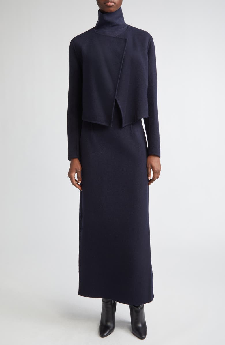 Lafayette 148 New York Foldover Front Double Face Wool & Cashmere Jacket, Alternate, color, Ink