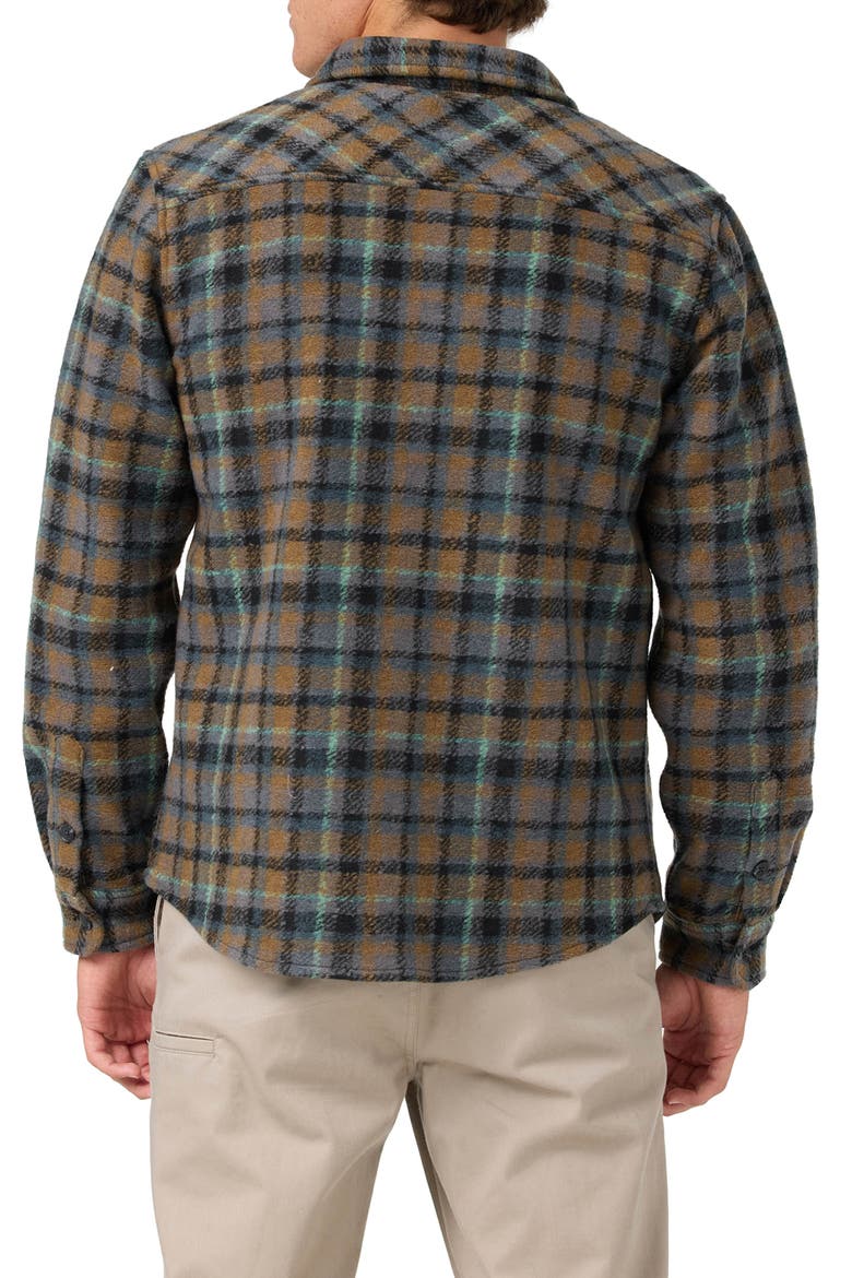 Outside Plaid Heavy Fleece Button-Up Overshirt, Alternate, color, HEATHER GREY
