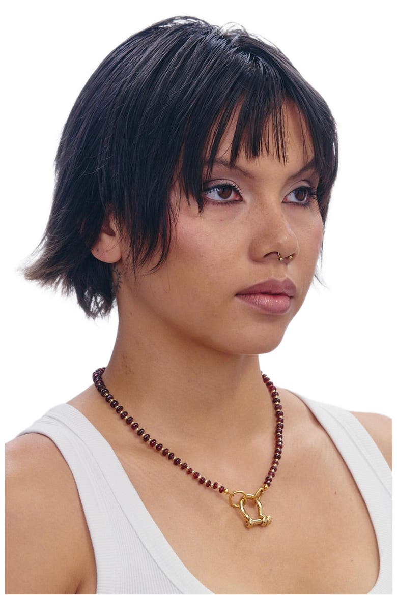 Ruby Red Garnet Gold Plated Necklace, Alternate, color, Red