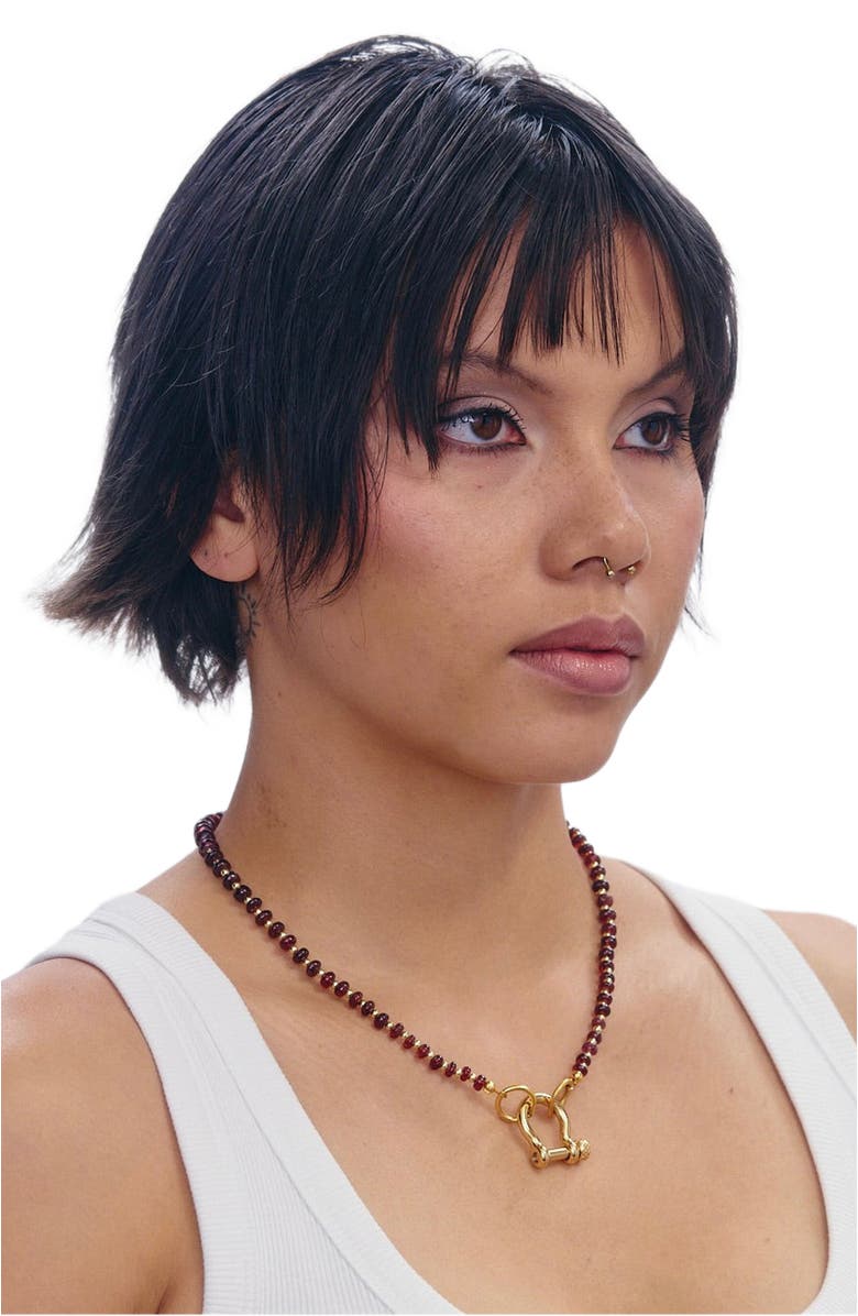 SHOP SPICY DAN Ruby Red Garnet Gold Plated Necklace, Alternate, color, Red