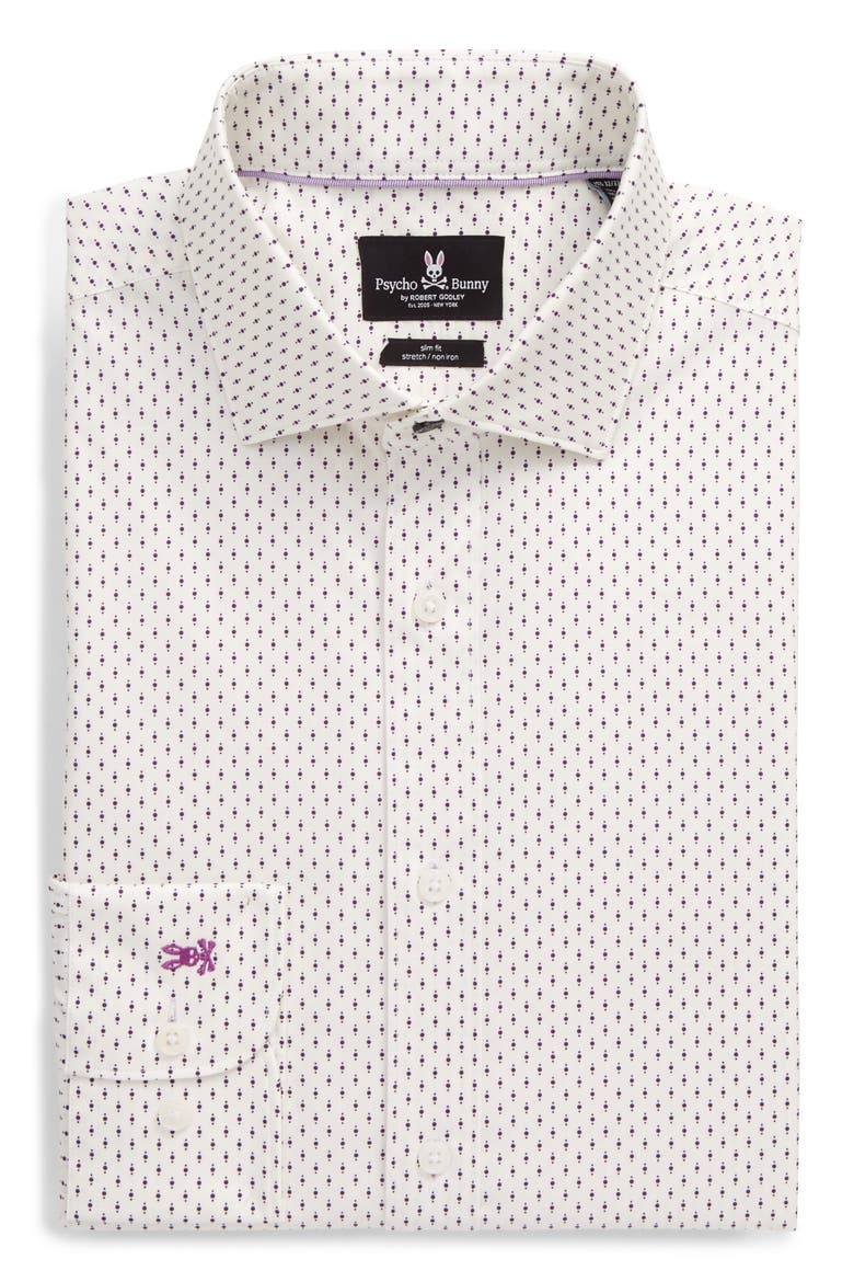 Slim Fit Stretch Non-Iron Dot Dress Shirt, Alternate, color, PURPLE