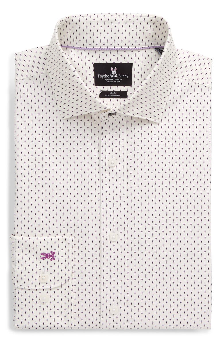 Psycho Bunny Slim Fit Stretch Non-Iron Dot Dress Shirt, Alternate, color,
