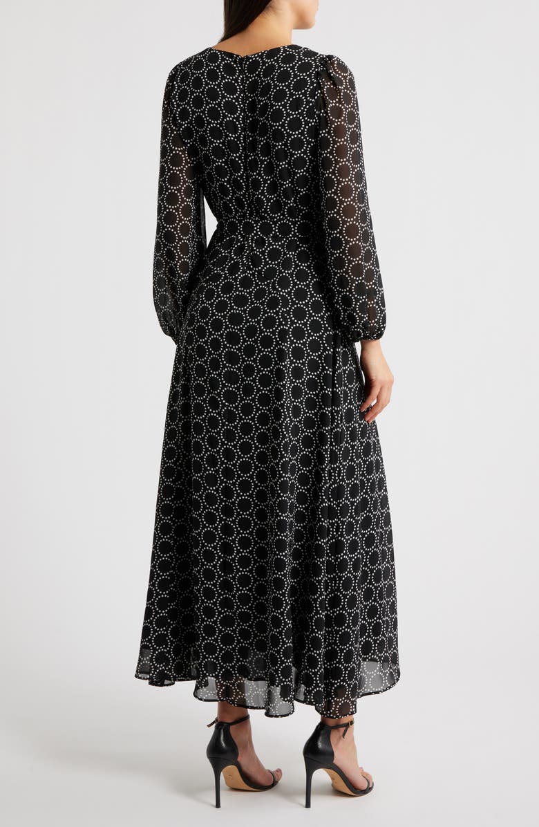 Halogen<sup>®</sup> Abstract Print Long Sleeve Dress, Alternate, color, Rich Black