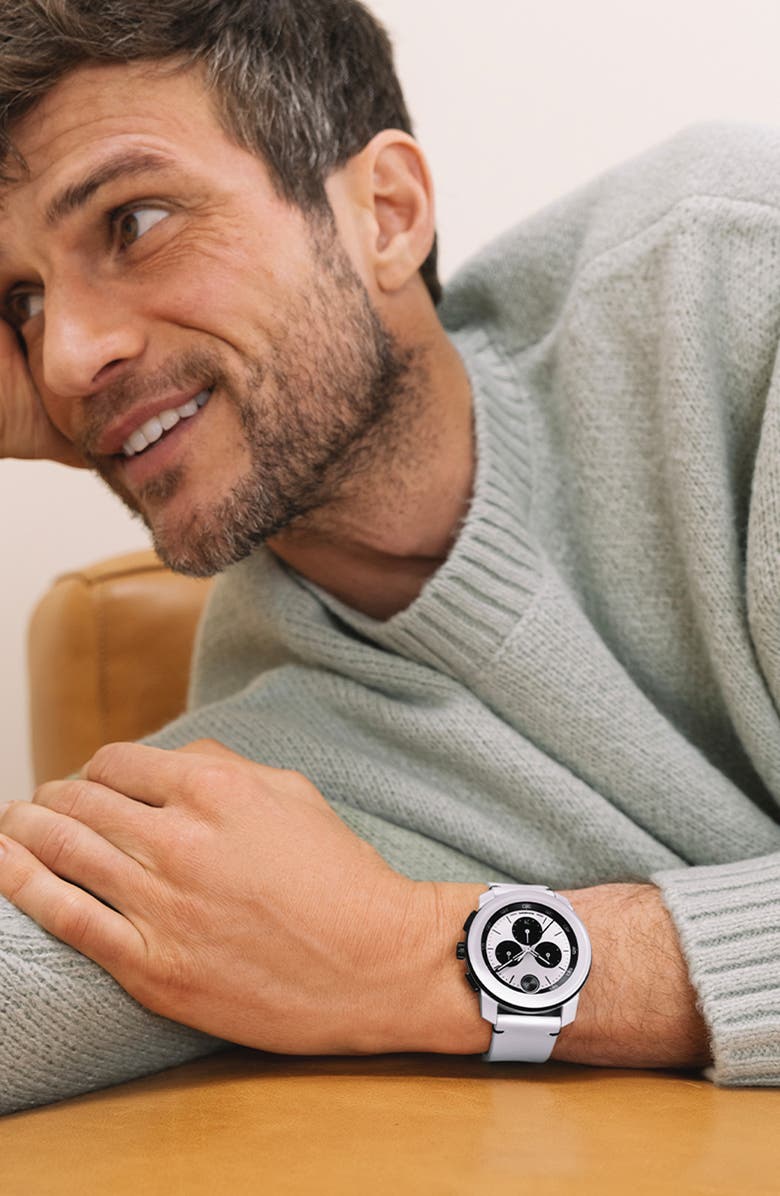 Movado Bold TR90 Chronograph Leather Strap Watch, 42mm, Alternate, color, 