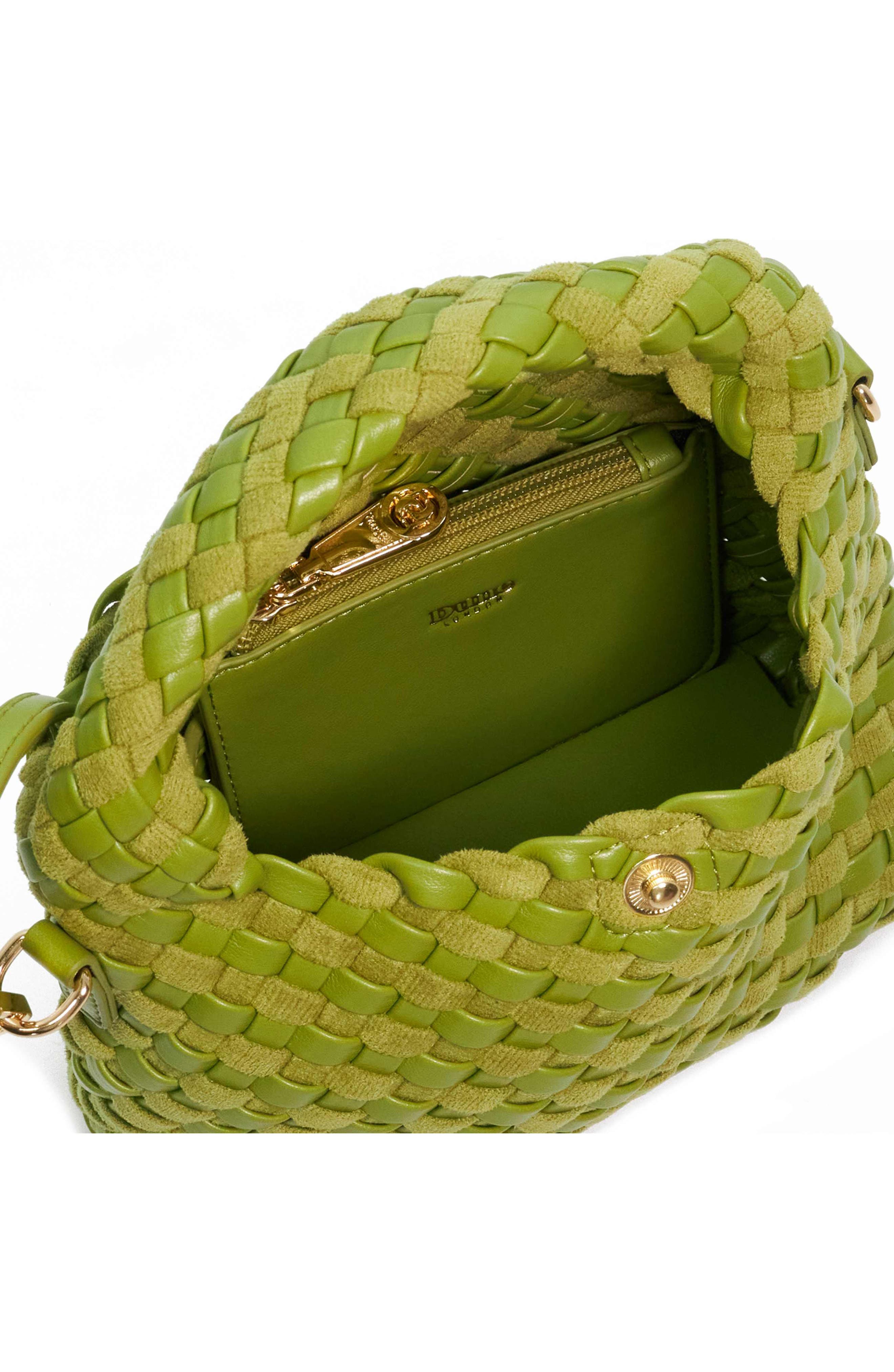 Dinkydeliberate Woven Top Handle Bag, Alternate, color, LIME