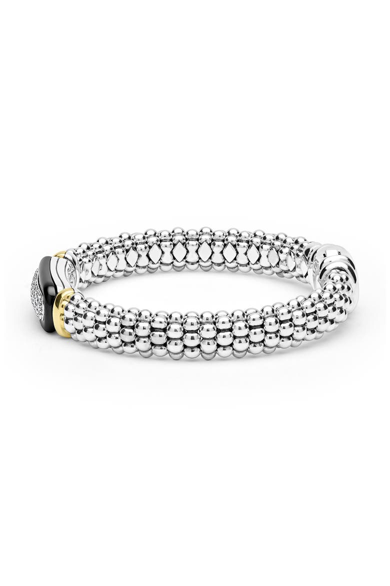 Two-Tone Black Ceramic Diamond Caviar Bracelet, Alternate, color, TWO TONE