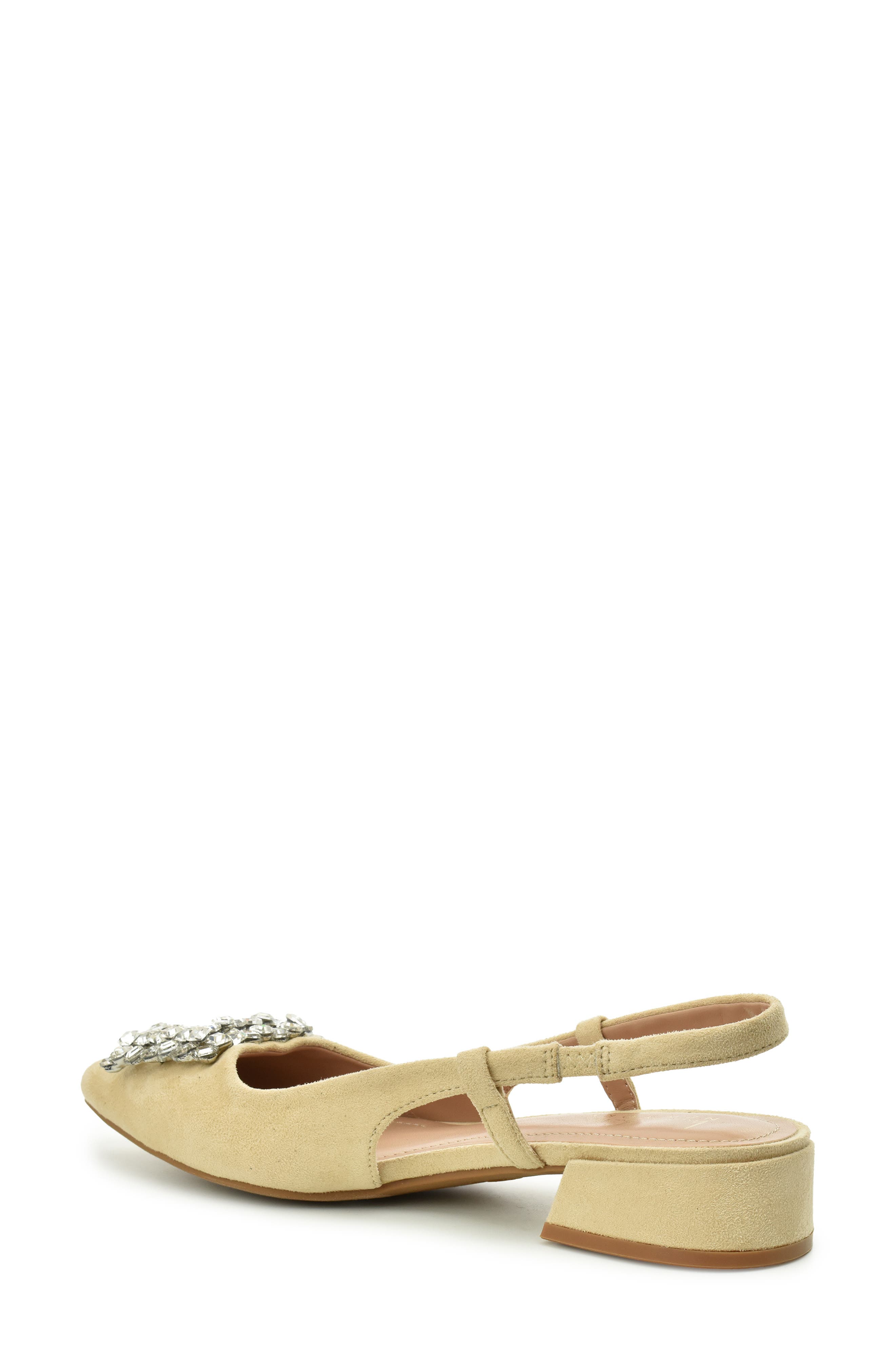 Nicole Miller Jewel Embellished Slingback Pump, Alternate, color, Beige Suede
