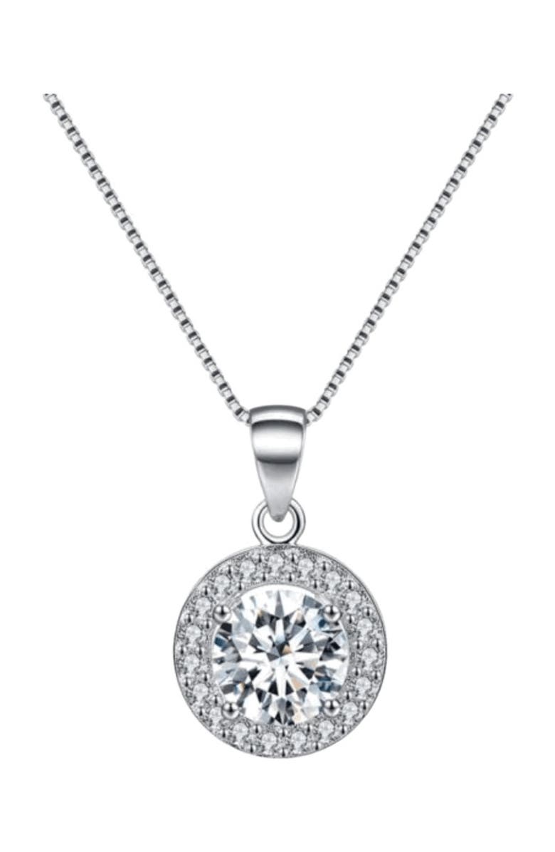 Hollywood Sensation Round Halo Crystal Pendant Necklace, Main, color, Silver