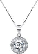DLORIA Round Halo Crystal Pendant Necklace