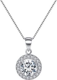 DLORIA Round Halo Crystal Pendant Necklace