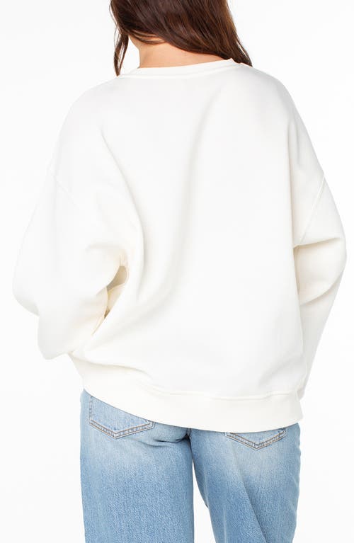 Roxy Morning Hike Oversize Fleece Graphic Sweatshirt In White