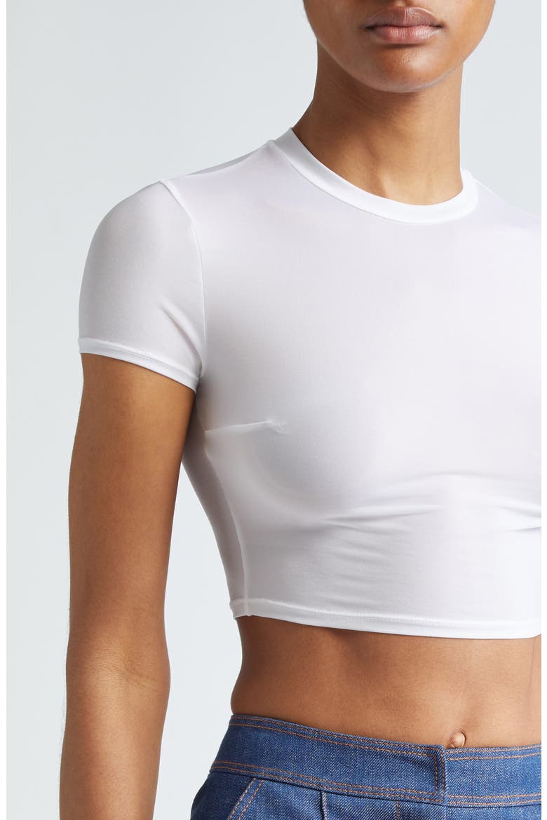Semisheer Crop Top, Alternate, color, WHITE