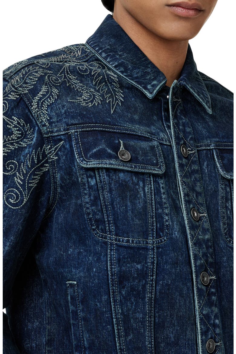 Anthony Embroidered Denim Trucker Jacket, Alternate, color, BLUE SMOKE