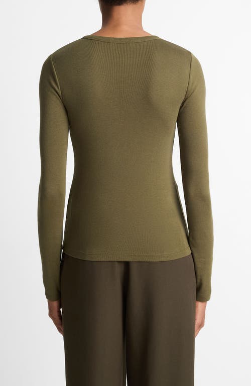 Vince Essential Long Sleeve Crewneck Tee In Green