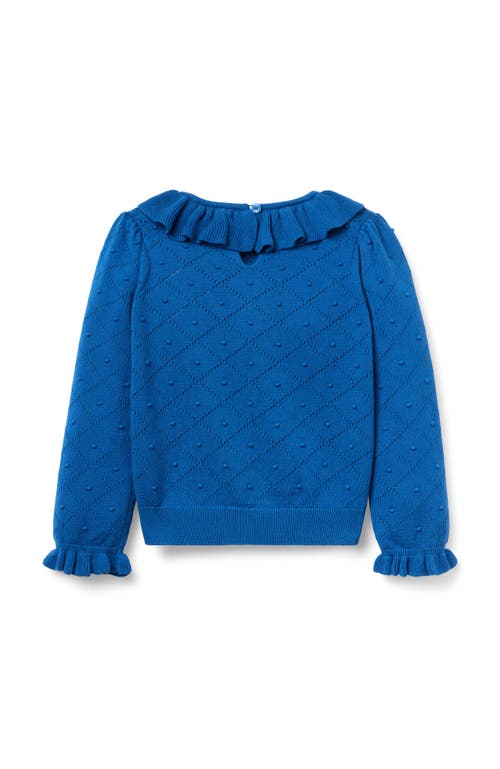 Janie And Jack Textured Ruffle Collar Sweater In Blue