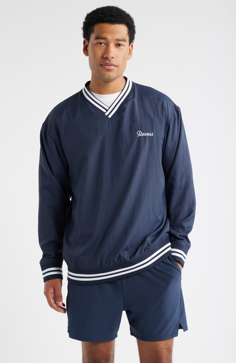 Recess Pickleball x Zella Nylon V-Neck Popover Top, Main, color, Navy Eclipse