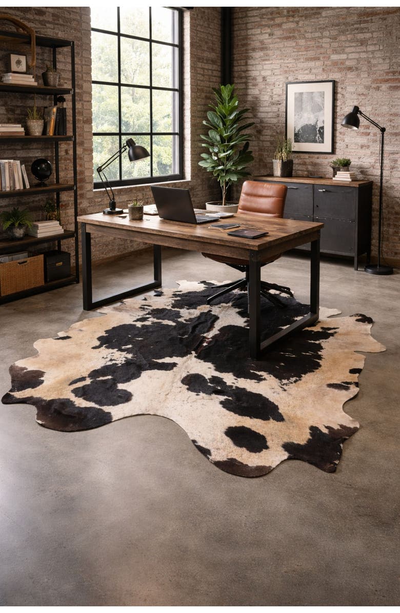 Rhacam Eco Hides Audrey Black and white Cowhide Rug 7'10" × 6'0", Alternate, color, Black/White