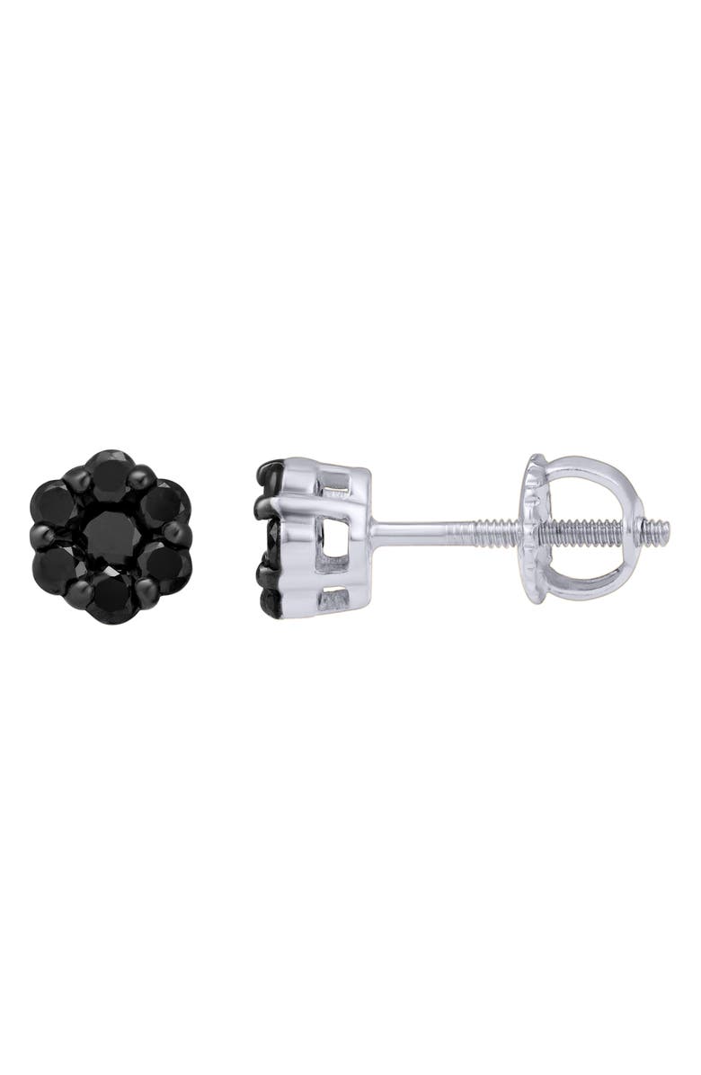 LuvMyJewelry Black Diamond Floral Stud Earrings, Alternate, color, 