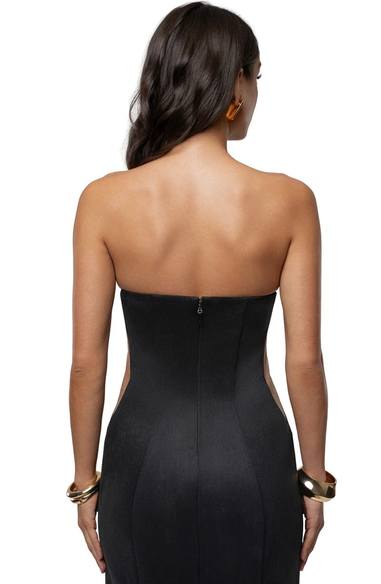 JLUXLABEL Madioson Sheer Inset Faux Suede Column Gown, Alternate, color,